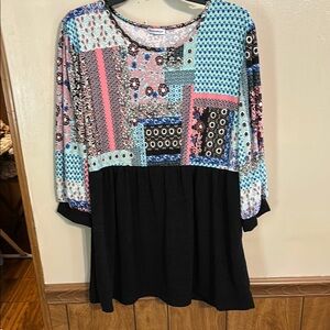 Colorful Patchwork Long Sleeve Dress